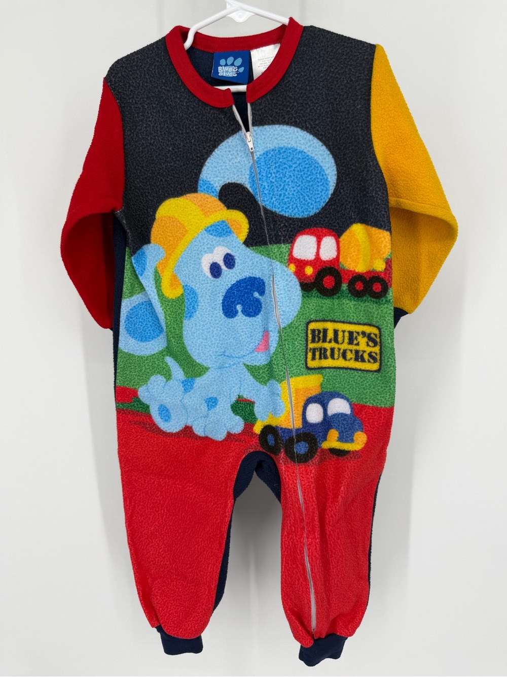 Vintage 2000 y2k Blues Clues Truck Fleece Pajamas Pjs One Piece Sleeper Blue 4t